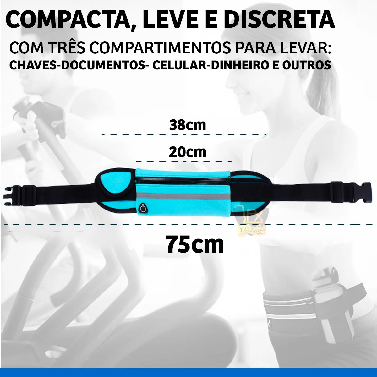 Pochete Esportiva Preta para Celular no Peito, Garrafa e Ferramentas para Corrida, Preta.